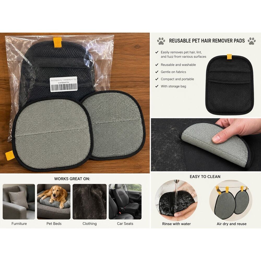 Pet Hair Remover, Electrostatic Pet Hair Removal Gloves, Reusable Cat & Dog Hair